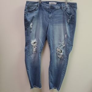Torrid Distressed with White Lace Jeans
